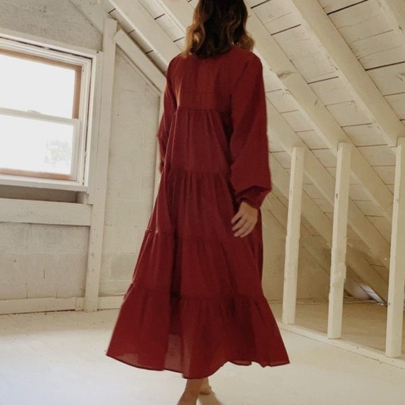 NWT Maelu Cotton Maxi Red Dress - Picture 4 of 5